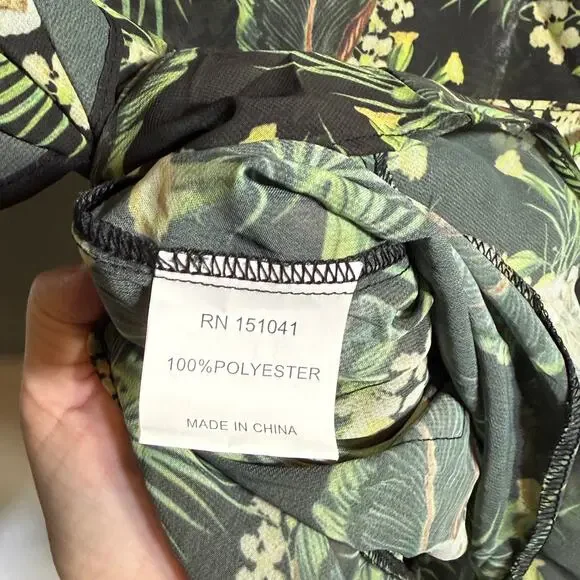 Madisonne Sheer peplum ruffle shirt dress sheer green/black Medium $69 - Picture 7 of 11